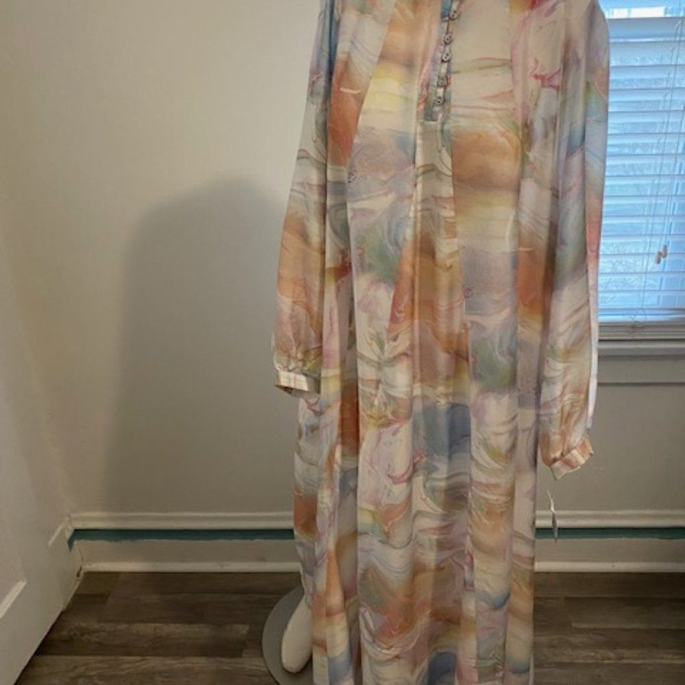 Calme by Johnny Was Marble Kaftan Cotton & Silk blend, size L